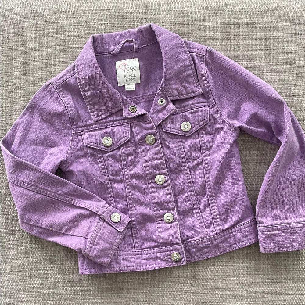 5-6yrs Children’s Place Lavender Jean Jacket with jewel buttons